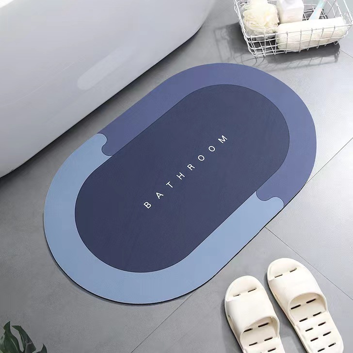 Thảm lau chân thấm nước chống trượt nhà tắm, nhà bếp hình bầu dục 60x40cm - Bee Boy