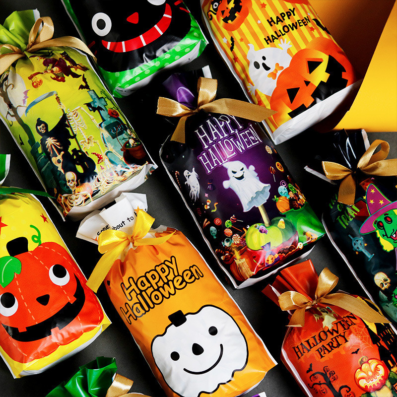 Sét 50 túi đựng kẹo rút nơ halloween