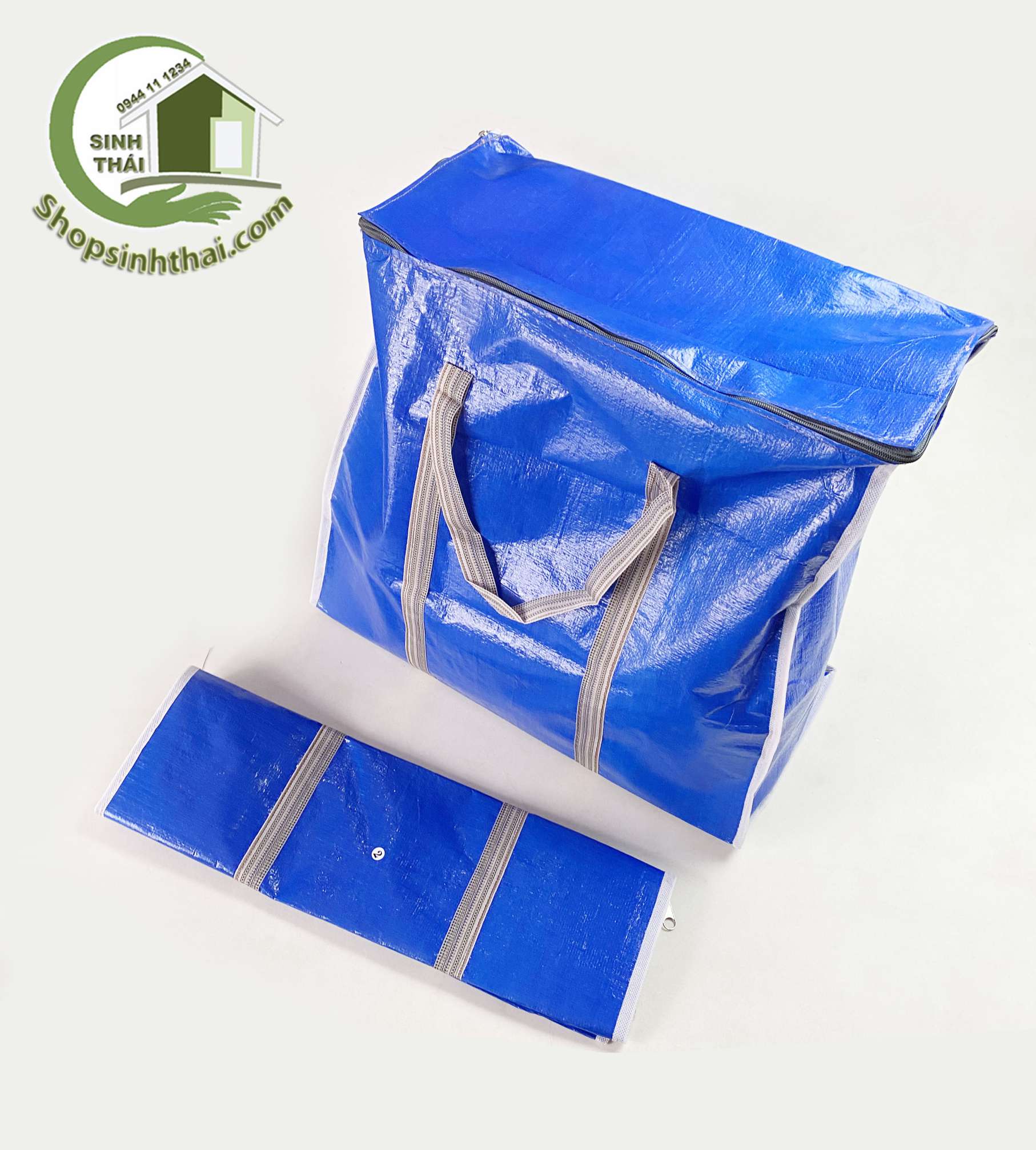[HCM]Túi bạt màu xanh dương lớn số 3, túi dứa có dây kéo đựng đồ đạc quần áo  mùng mền - (60 x 33 x 53cm)