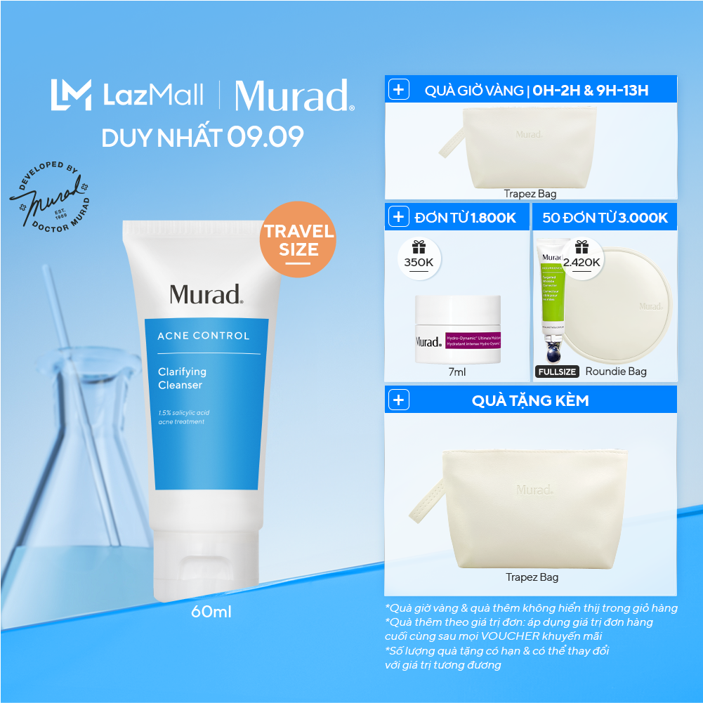 (Travel Size) Sữa Rửa Mặt Sạch Da Ngừa Mụn - MURAD CLARIFYING CLEANSER 60ML