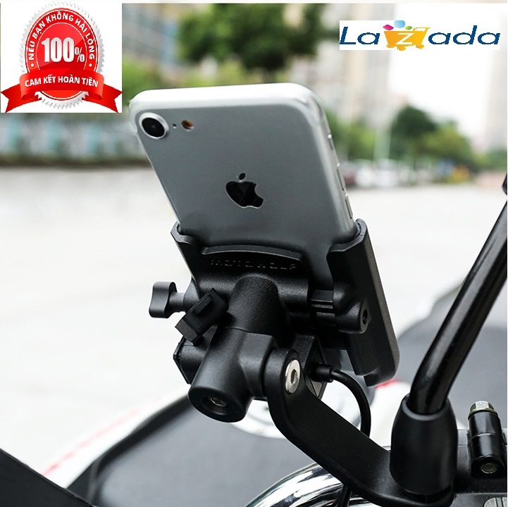 Giá đỡ điện thoại có sạc gắn trên xe máy bằng hợp kim, chống rung, chống giựt siêu chắc chắn, kẹp điện thoại trên xe máy, phụ kiện đi phuợt,gía đỡ điện thoai gắn chân gương xe máy có rack sạc