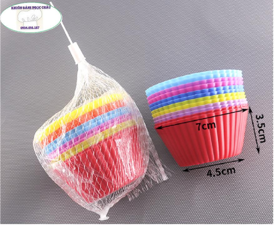 Combo 12 khuôn silicon làm bánh cupcake, bột lọc