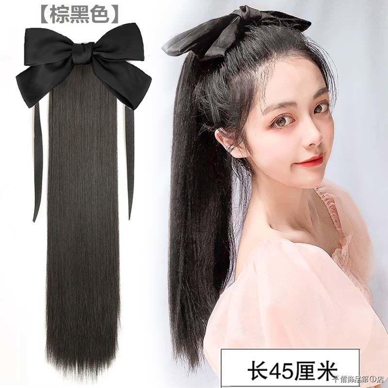 [ hàng hót, bao đẹp ] tóc giả nữ cột thẳng dài nơ đen, tóc giả buộc, tóc cột nơ, tóc nơ