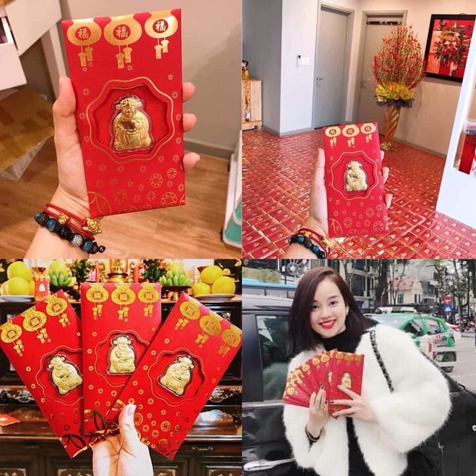 Bao lì xì thần tài mạ vàng 24k