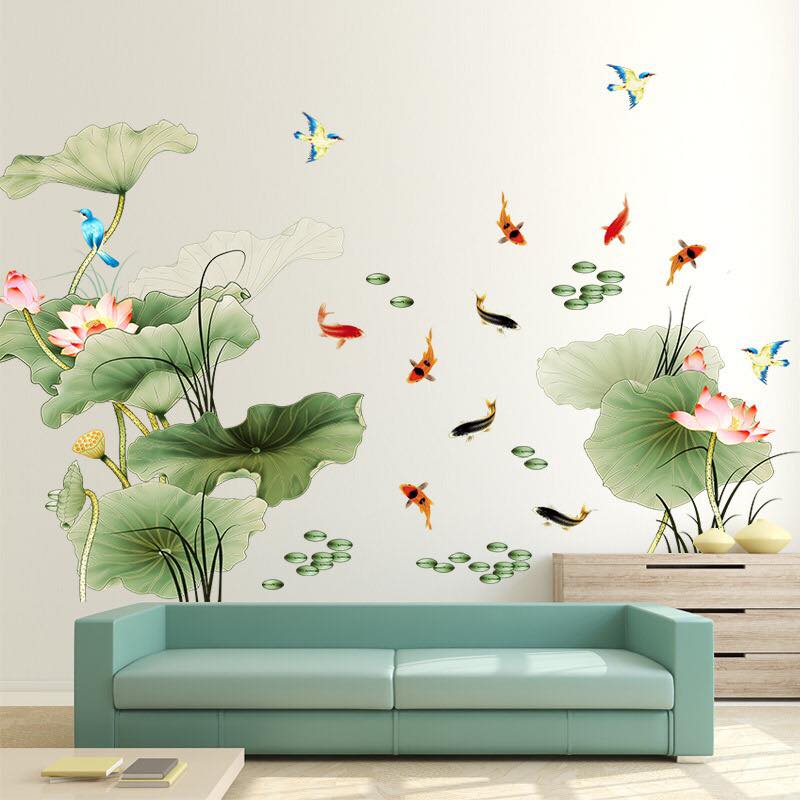 [HCM]DECAL DÁN TƯỜNG ĐẦM SEN TO