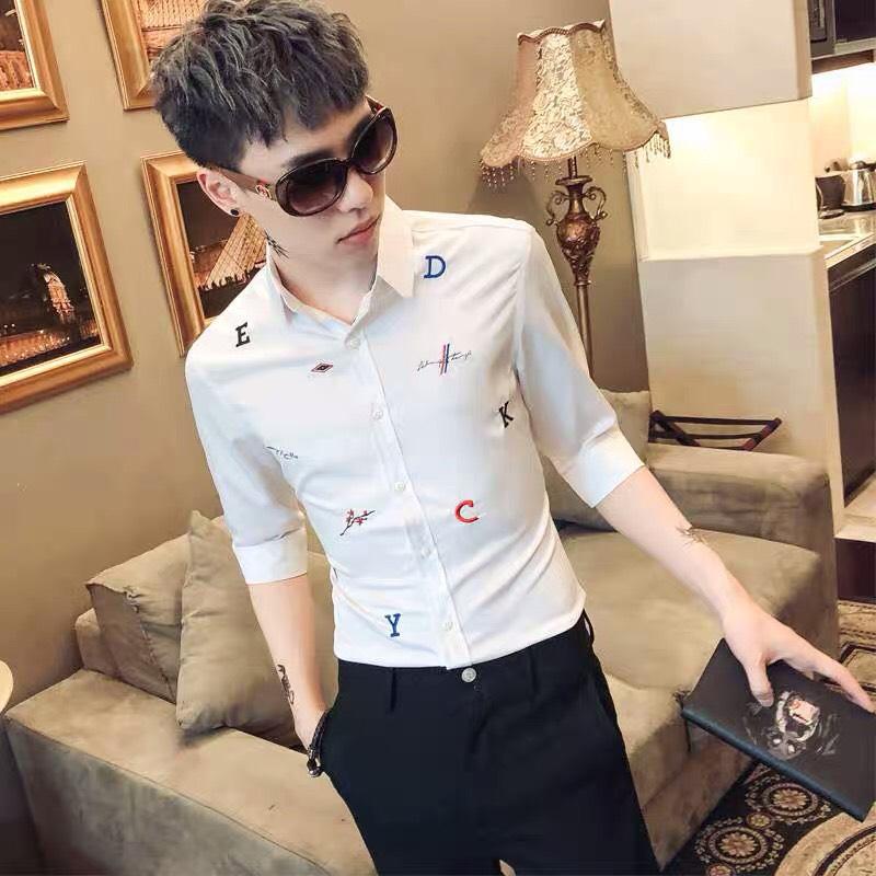 Áo Sơ Mi Nam Phối Chữ Thêu ĐM33