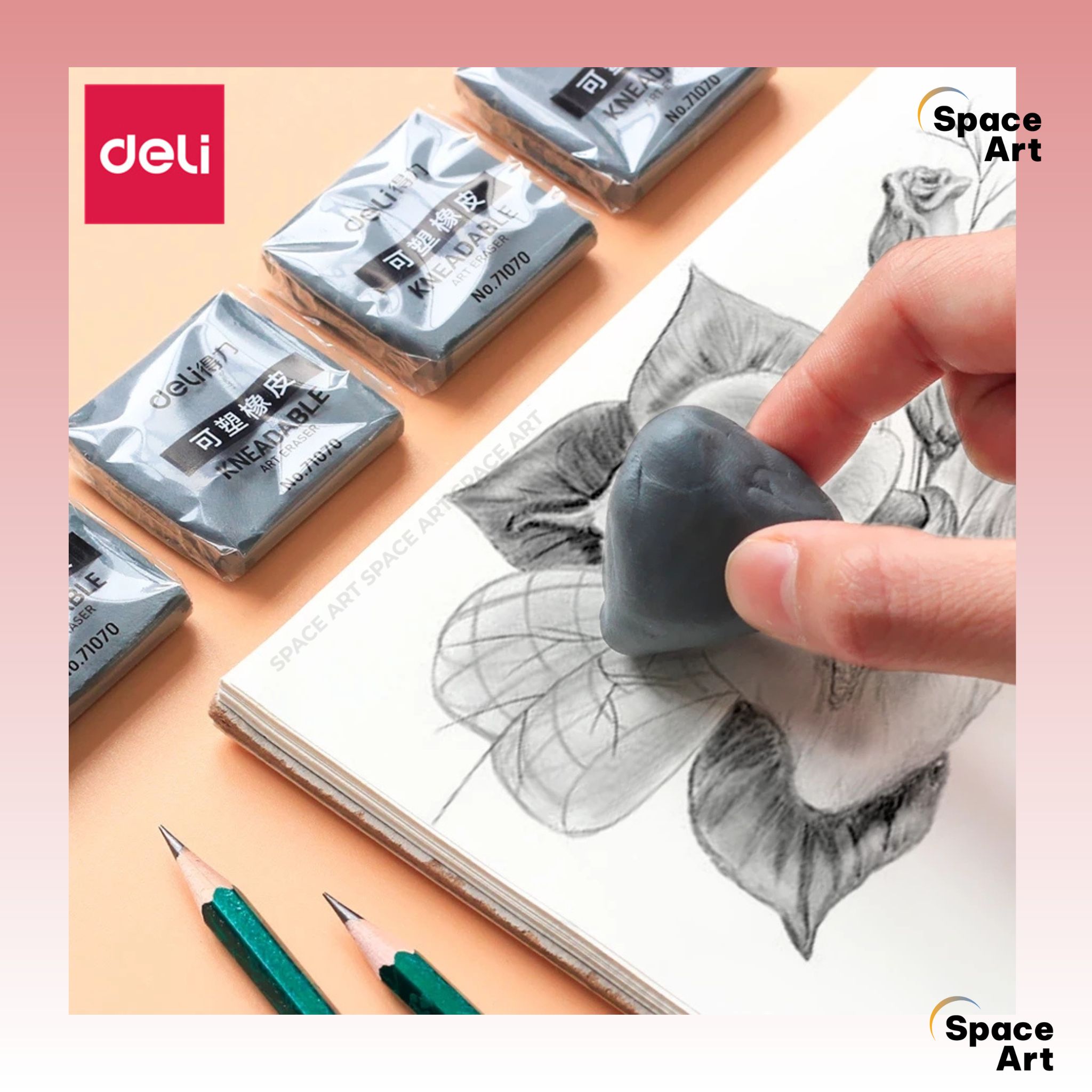 [Space Art Store] Gôm tẩy đất sét, Gôm dẻo cho mỹ thuật Deli (1 viên)