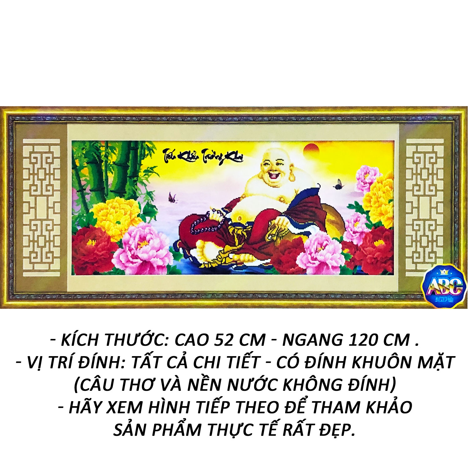 Tranh Đính Đá Đẹp - Phật Di Lặc Phát Tài 08 (Kèm Quà Tặng) -Tranh Minh Hiền (TỰ ĐÍNH ĐÁ)