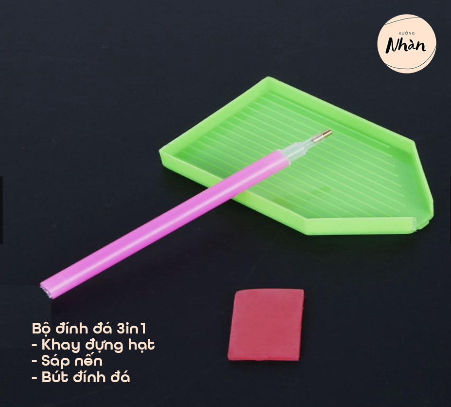 Bộ dụng cụ hỗ trợ gắn tranh đính đá 5D (sáp nến, bút chấm đá, khay...)