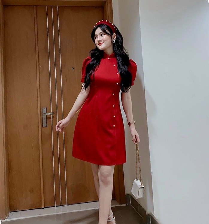 Đầm sườn xám đỏ kết ngọc SELENA65