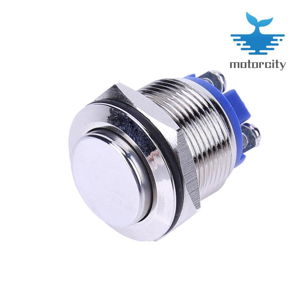 Silver 19mm 12V Waterproof Metal Car On Off Push Button Switch