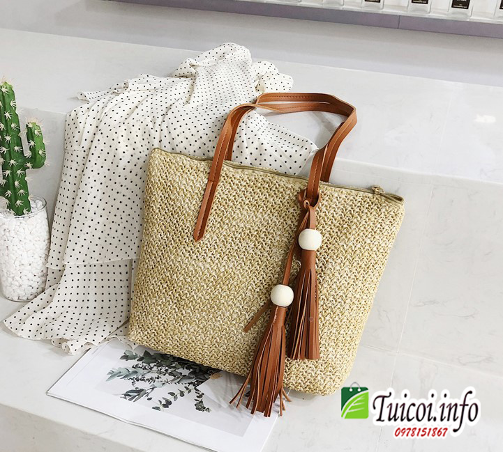 [Giá gốc tại xưởng]Túi cói hàn quốc quả gỗ