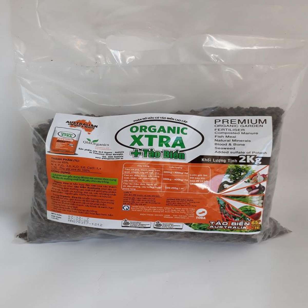 Organic Xtra + Tảo biển (2kg) phân nở hữu cơ cao cấp cung cấp chất dinh dưỡng, tăng sức đề kháng, giữ ẩm tốt