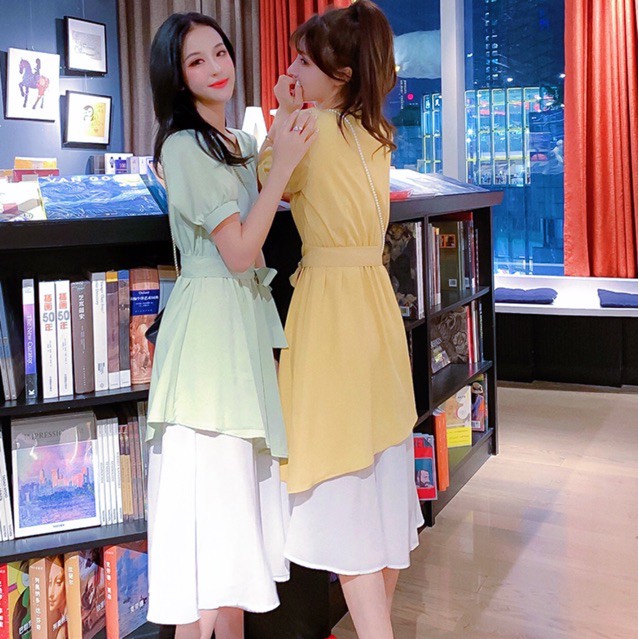 Đầm tùng phối trắng 2 màu