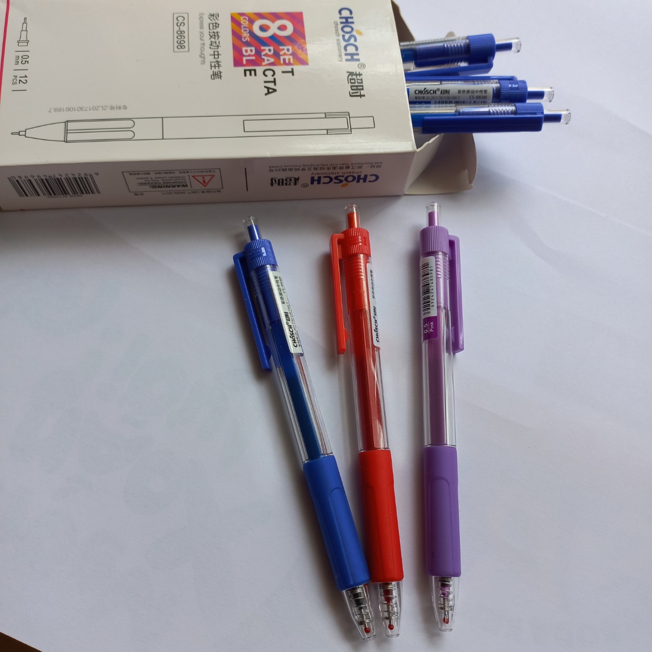 HỘP 12 CÂY - Bút GEL bấm CHOSCH CS-8698