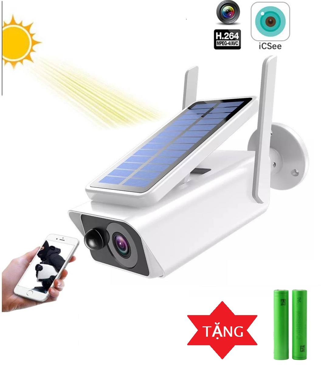 Camera năng lượng mặt trời p-tech f3013wfsla hd 1080p tặng pin
