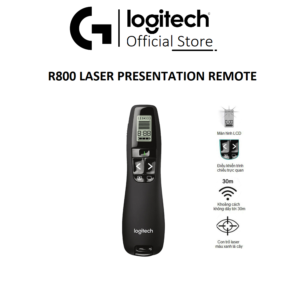 Logitech R800 LCD display pen, USB 2.4 GHz connection range 30m-3 years warranty