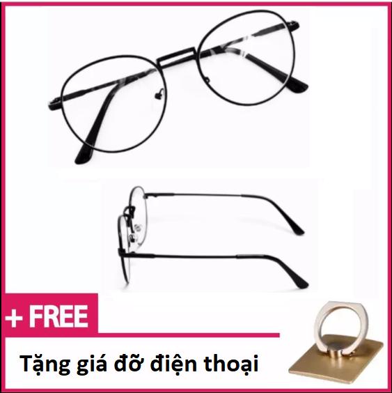 [HCM]Mắt kính Ngố Nobita Không độ thời trang - MK (Đen) + Tặng giá đỡ điện thoại hình chiếc nhẫn 2 trong 1