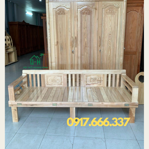 Giường gấp gỗ sồi tự nhiên - sofa giường gỗ sồi giá rẻ, bền đẹp giao nhanh