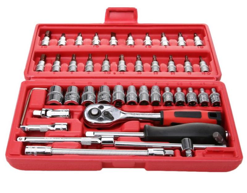 Bộ dụng cụ mở bu lông ốc vít, sửa chữa ô tô xe máy đa năng 46 chi tiết – hộp đỏ PS-46