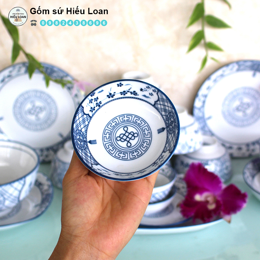 Bộ Bát Đĩa Sứ Bát Tràng Phúc Lộc thọ [14 MÓN ]