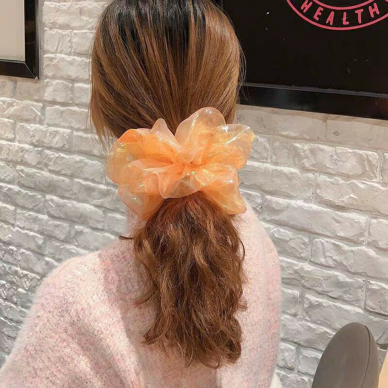 [HCM]Dây buộc tóc vải scunchies voan kính