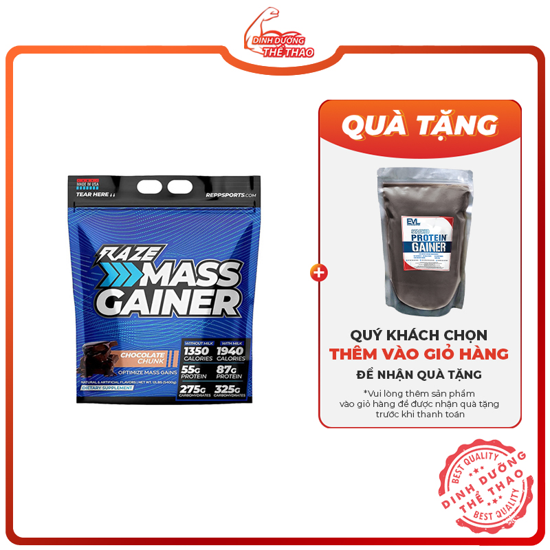 Sữa tăng cân nhanh, tăng cơ cao cấp - raze mass gainer 12lbs 5.4kg - chính hãng 100%