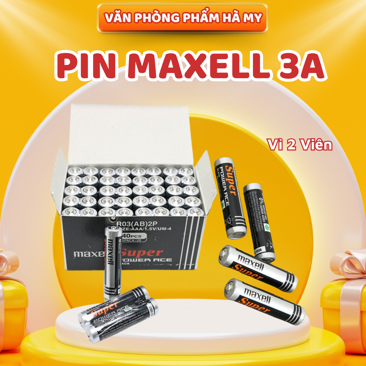 Hộp 40 Viên Pin tiểu 3A Maxell Chính Hãng, tuổi thọ pin lâu