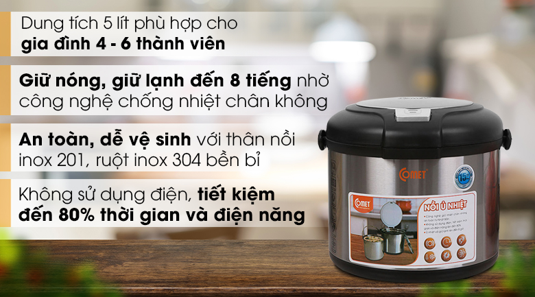 [HCM]NỒI Ủ NHIỆT COMET CM7661B ( 5 LÍT )