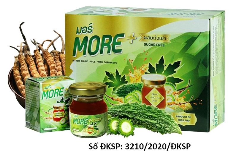 Nước uống thảo mộc MORE từ khổ qua rừng và đông trùng hạ thảo hỗ trợ tiểu đường (Hộp 6 lọ x 40ml)
