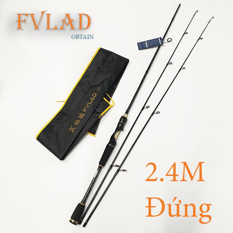 Cần câu cá - Cần câu lure carbon 2 ngọn FVLAD Dùng cho máy đứng và máy ngang FVLAD CM17