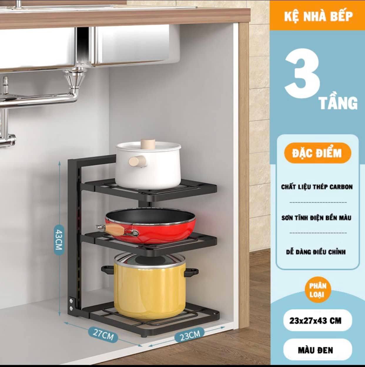 Kệ bếp nhiều tầng kệ để xoong nồi nhiều tầng kệ để nồi nhà bếp giá để xoong nồi chảo 3-4 tầng có thể điều chỉnh, dùng để trên kệ bếp, gầm bếp, góc bếp