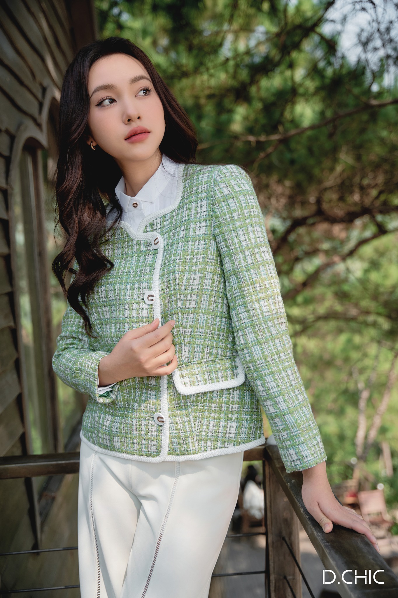 D.CHIC Áo khoác cúc lệch 2 túi MS: 160696