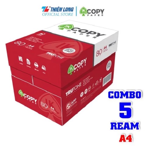 Combo 5 ream giấy a4 80 gsm ik copy - hàng nhập khẩu indonesia