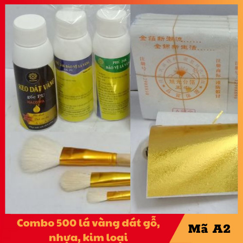 Combo dát vàng gốc PU gồm 500 lá vàng A2 kèm đầy đủ phụ kiện
