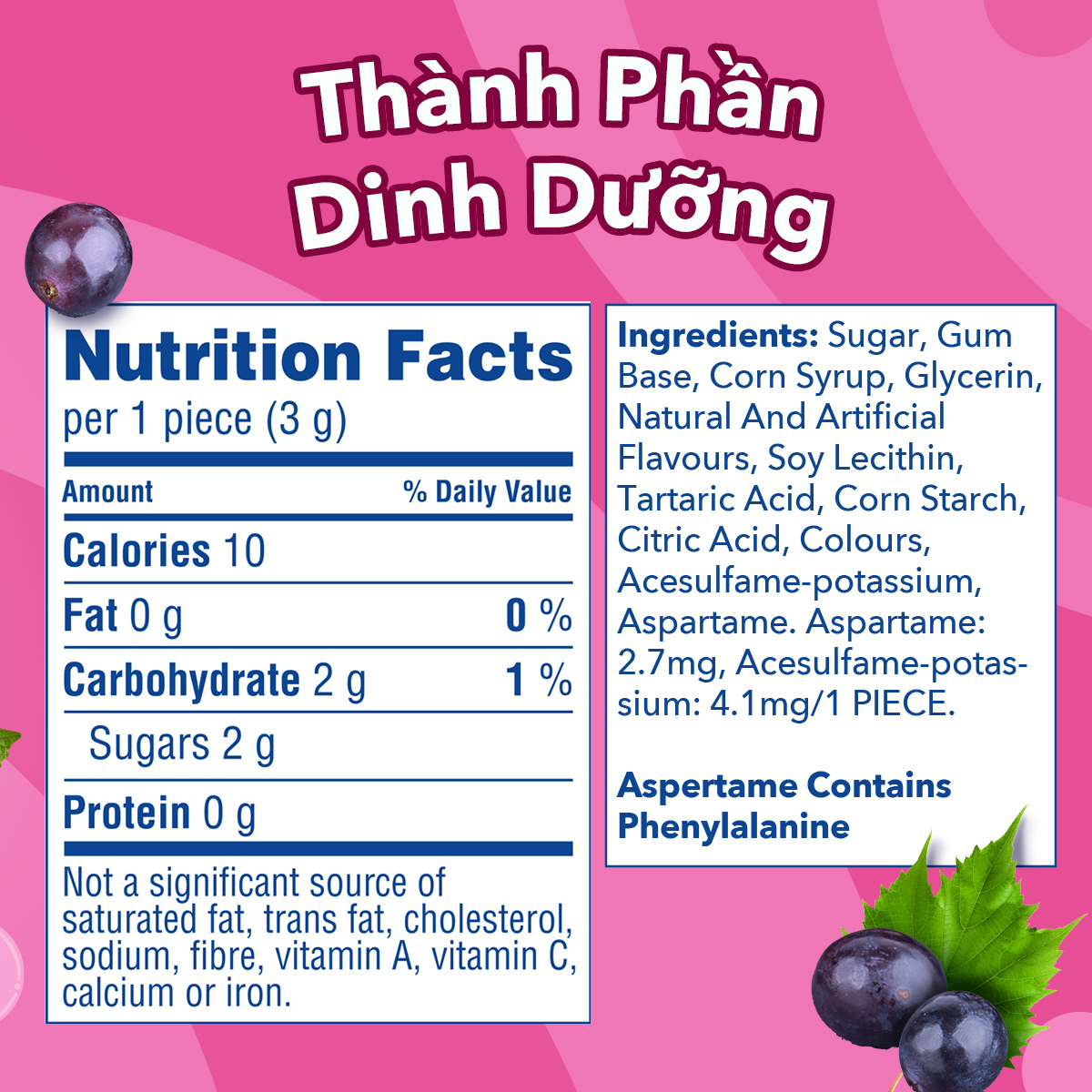 Combo 2 hộp kẹo Sing-gum Hubba Bubba vị nho
