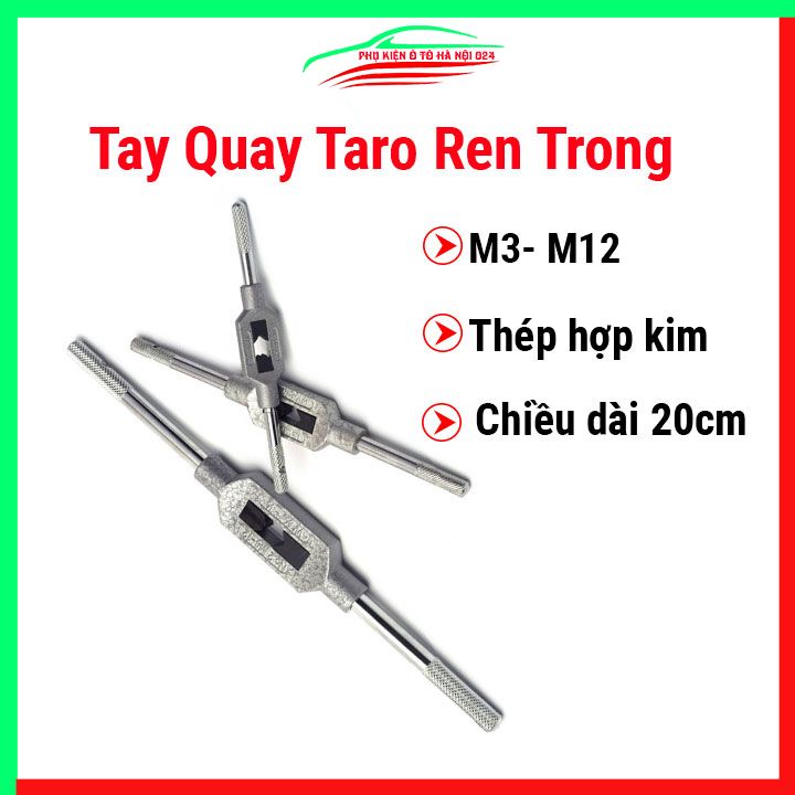 Bộ 7 mũi Taro + tay quay Taro ren trong mũi từ M3-M12 từ thép hợp kim cao cấp