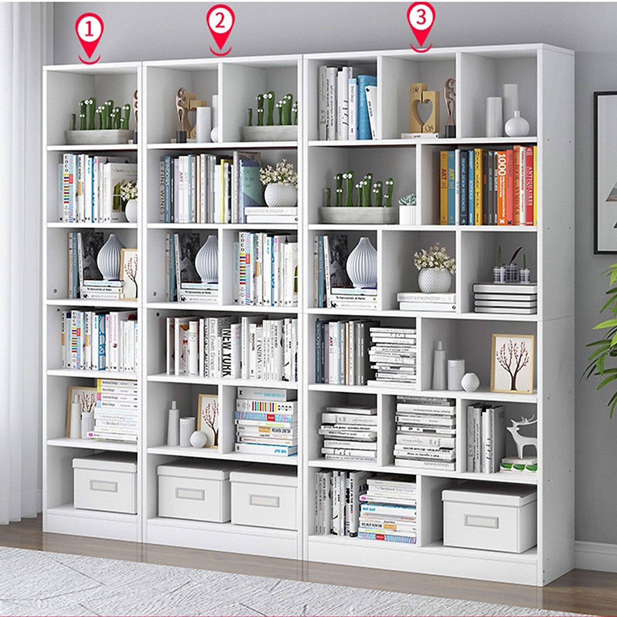Giá Sách Gỗ Đứng Dài 60cm, Cao 178cm, Rộng 24m Kệ Để Sách Đồ Trang Trí Decor SIB KSG02