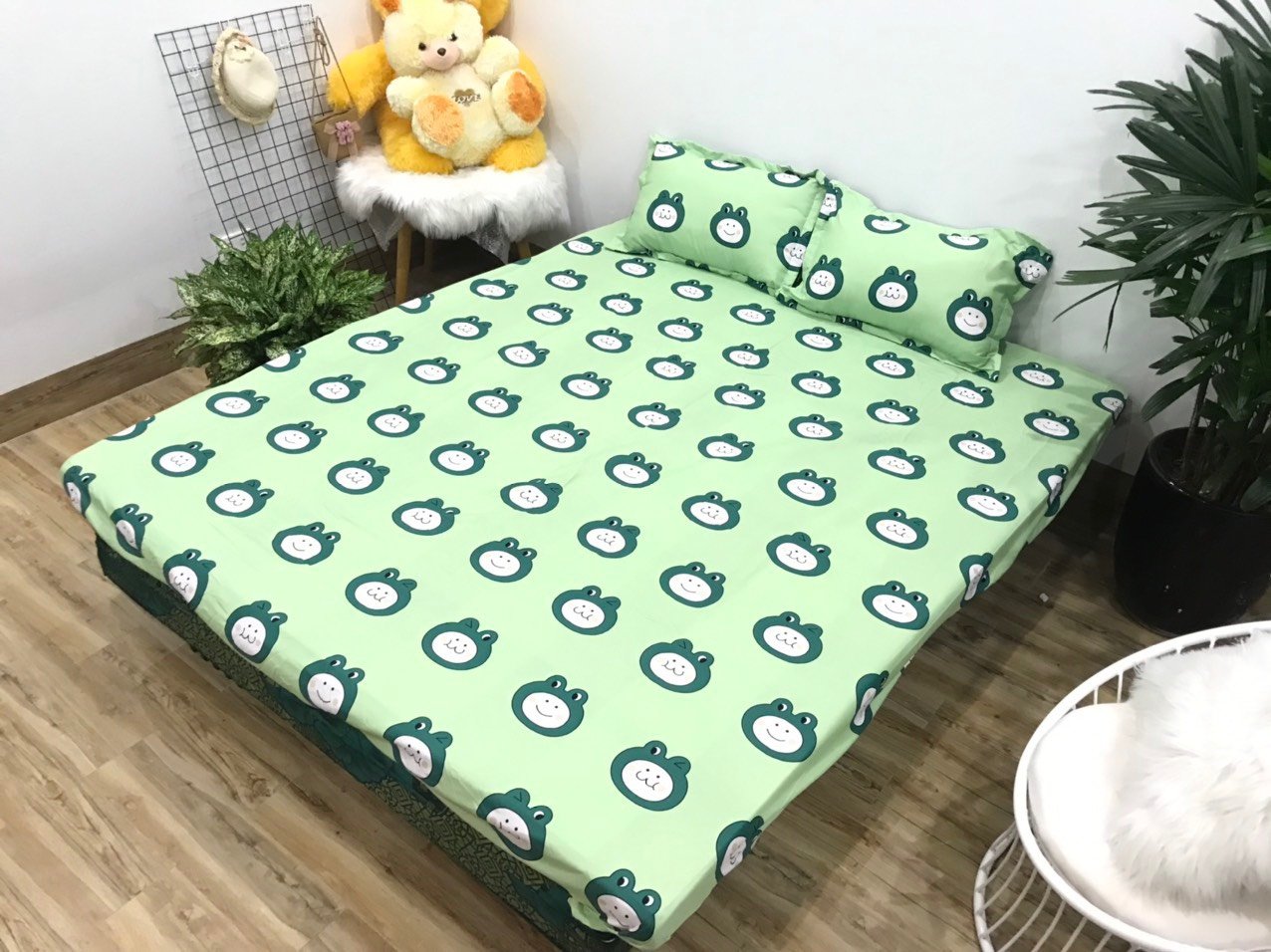 Bộ ga gối cotton poly 3 món họa tiết ếch xanh Bà Béo  Kho chăn ga gối, ga giường, drap giường