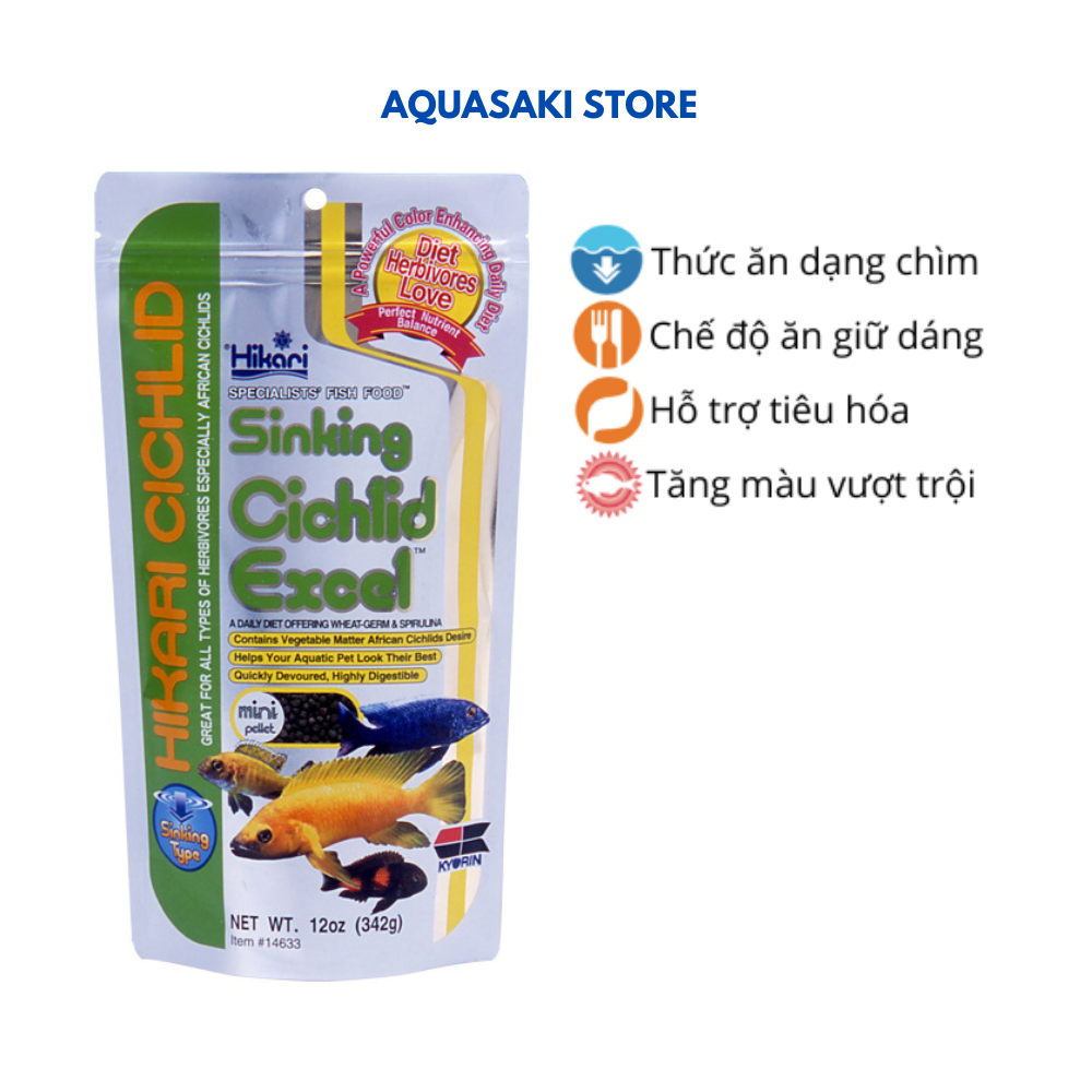 Cám cho cá ali HIKARI CICHLID SINKING CICHLID EXCEL 342g