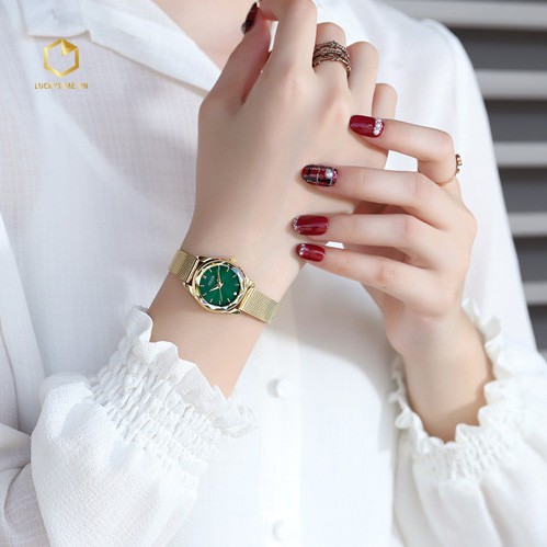 Đồng Hồ Nữ Julius Hàn Quốc Dây Thép JA-1040 (Vàng)