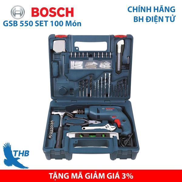 Bộ Máy khoan động lực Máy khoan gia đình Bosch GSB 550 Set 100 món - Bộ máy khoan bán chạy nhất năm 2019