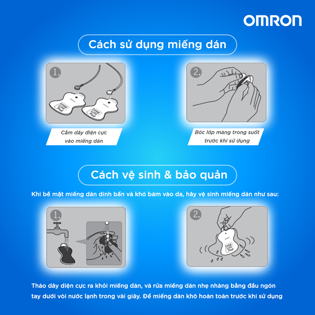 Miếng Dán Điện Cực Máy Massage OMRON HV-LLPAD-C1 - Dành cho máy xung điện trị liệu HV-F021 và HV-F013