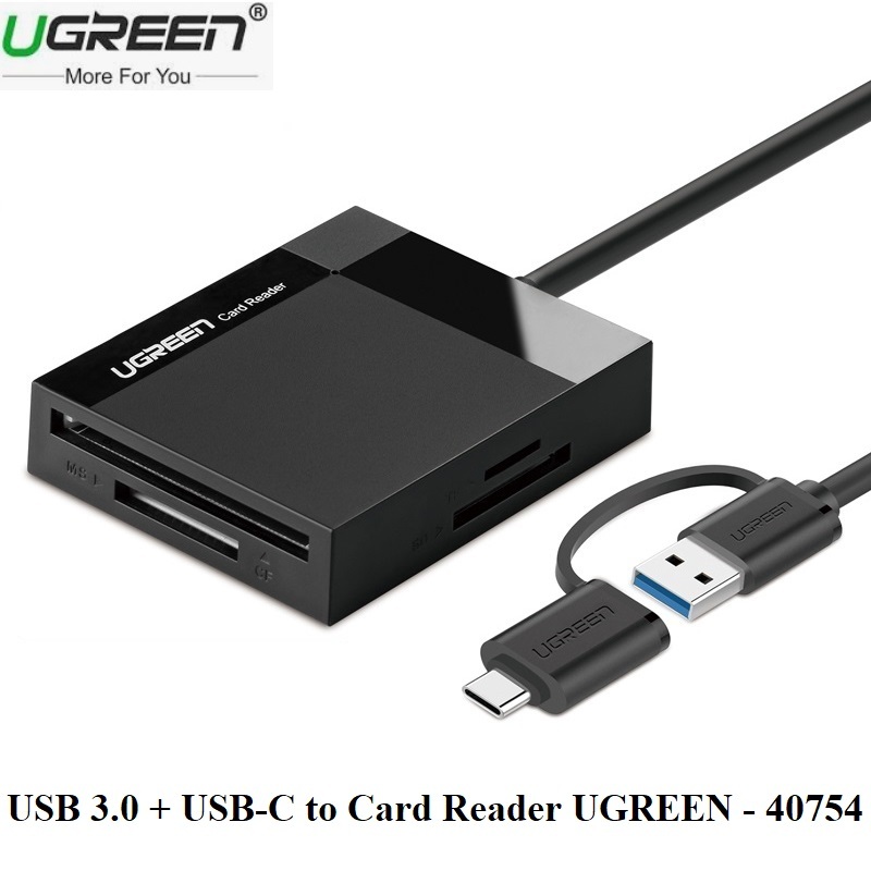 Bảng giá Đầu Đọc Thẻ Nhớ UGREEN 40754 All In One, Chuẩn Type C + USB 3.0 Phong Vũ