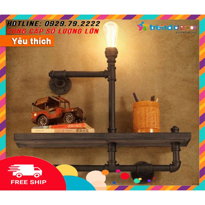 kệ gỗ treo tường kệ ống nước kệ giá để sách kiêm treo quần áo decor vintage trang trí nhà quán cafe