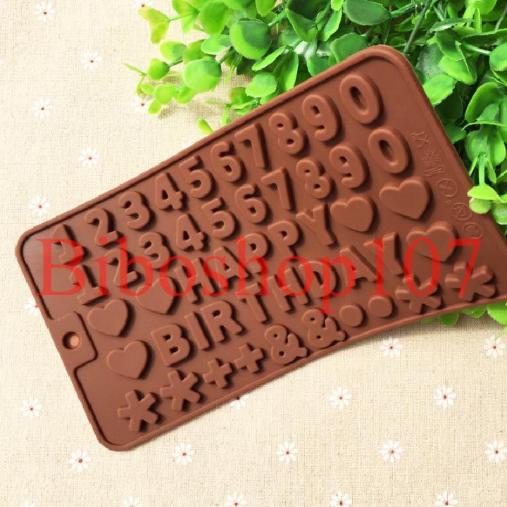 Khuôn silicon làm kẹo, thạch, rau câu, socola Happy birthday và số