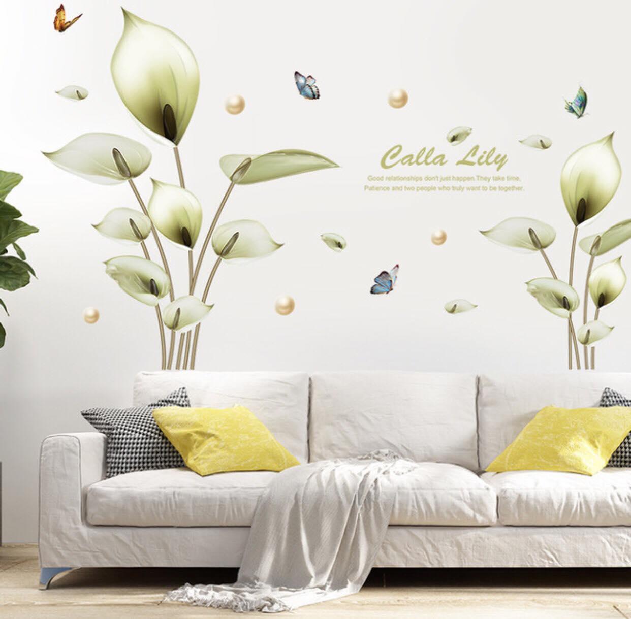 Decal dán tường mẫu cây lá 3D trang trí