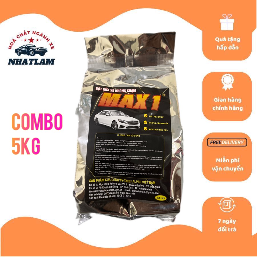 Combo 5kg bột tuyết rửa xe Max1. phá vỡ cấu trúc vết bẩn nhanh gọn, không ảnh hưởng mầu xe