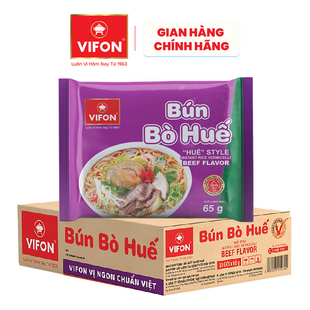 [VOUCHER 10%, LAZCOIN 10%] Bún Bò Huế VIFON 65gr/Gói