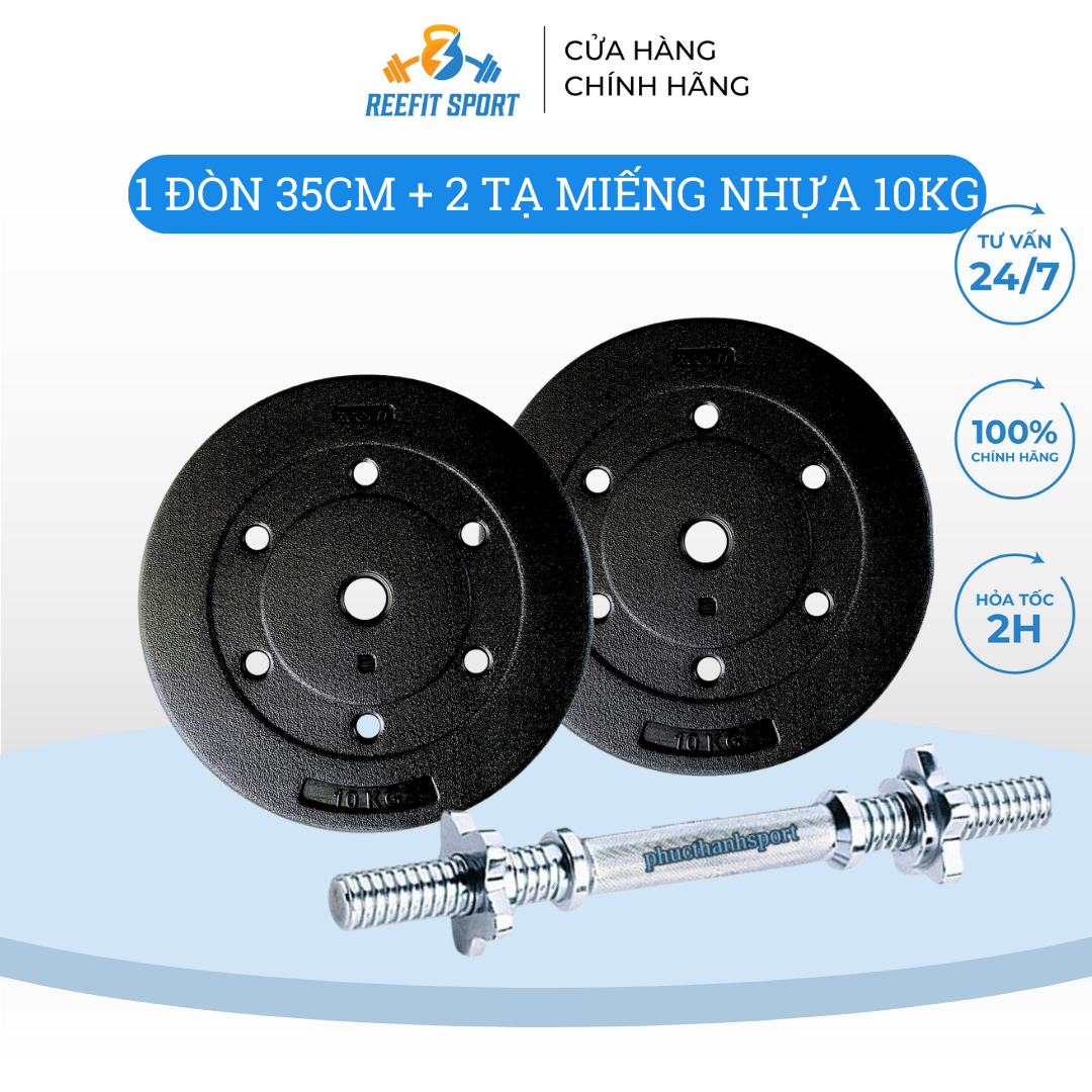 BỘ TẠ THÁO LẮP 21KG (2 MIẾNG TẠ NHỰA 10KG)